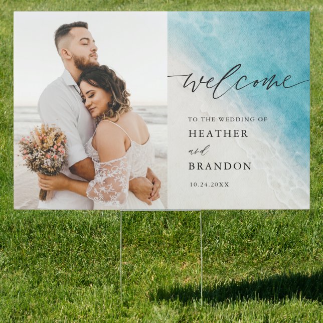 Beach Destination Summer Wedding Welcome Yard Sign (Insitu)