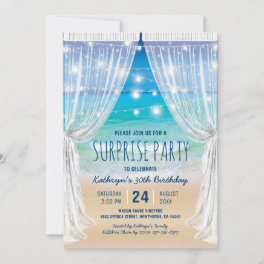 Beach Destination Surprise Birthday Party Invitation