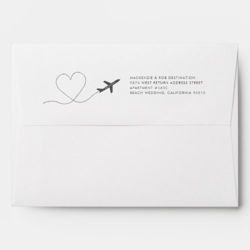 Beach Destination Wedding Airplane Return Address Envelope