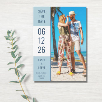 Beach Destination Wedding Blue Photo  Save The Date by stylelily at Zazzle