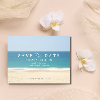 Beach Destination Wedding Budget Save The Date Announcement Postcard by stylelily at Zazzle
