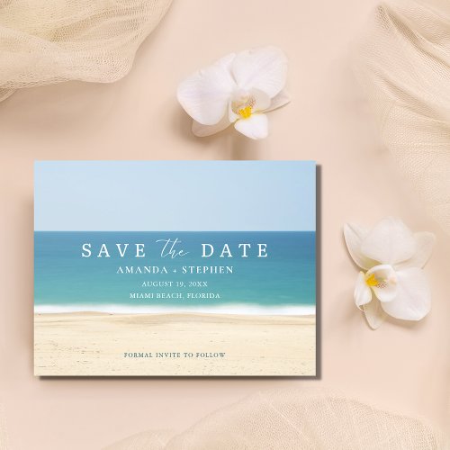 Beach Destination Wedding Budget Save The Date Announcement Postcard