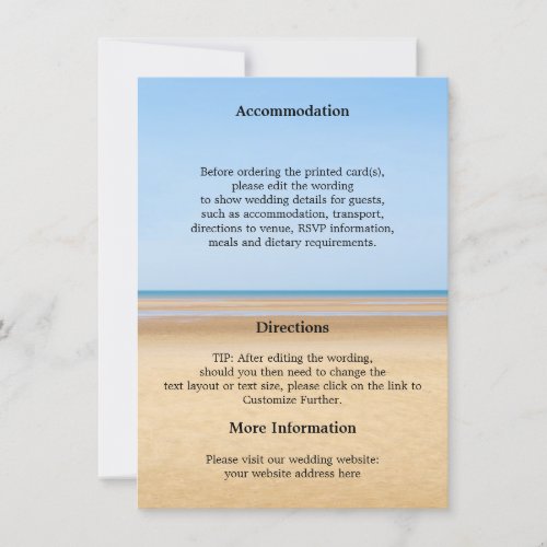 Beach Destination Wedding Details Card