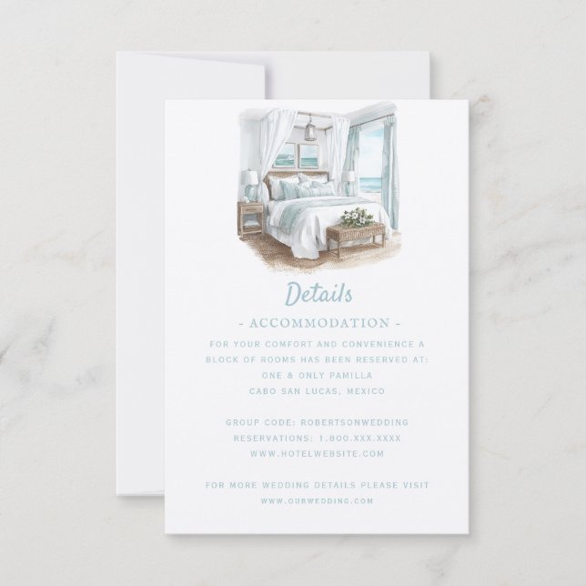 Beach Destination Wedding | Details RSVP Card (Front)
