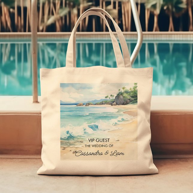 Beach Destination Wedding Favor Gift or Welcome Tote Bag (Destination wedding welcome bag from the Summer Beach Wedding Collection by Darling & May)