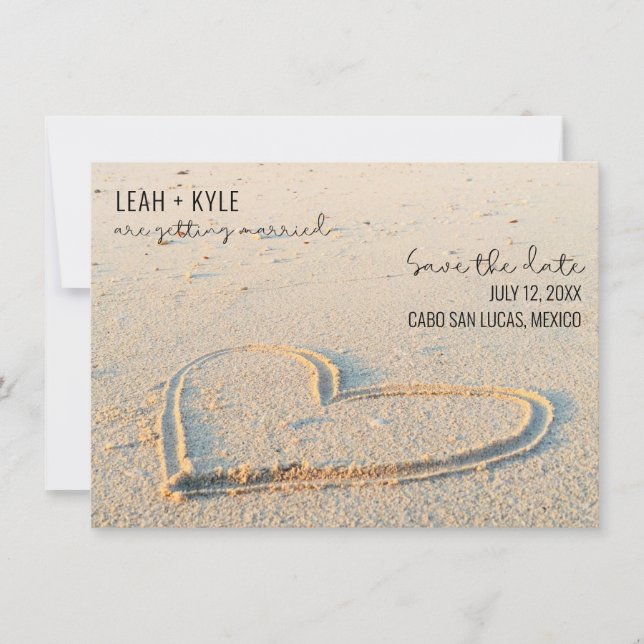 Beach Destination Wedding Photo Save the Date (Front)