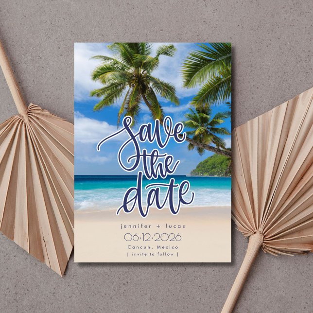 Beach Destination Wedding Photo Save the Date (Beach Destination Wedding Photo Save the Date)