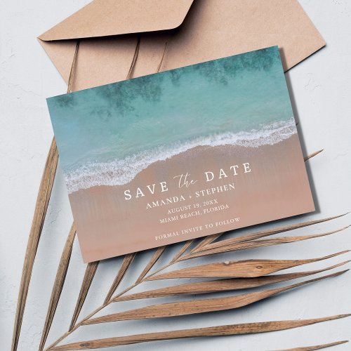 Beach Destination Wedding Photo Save the Date Announcement