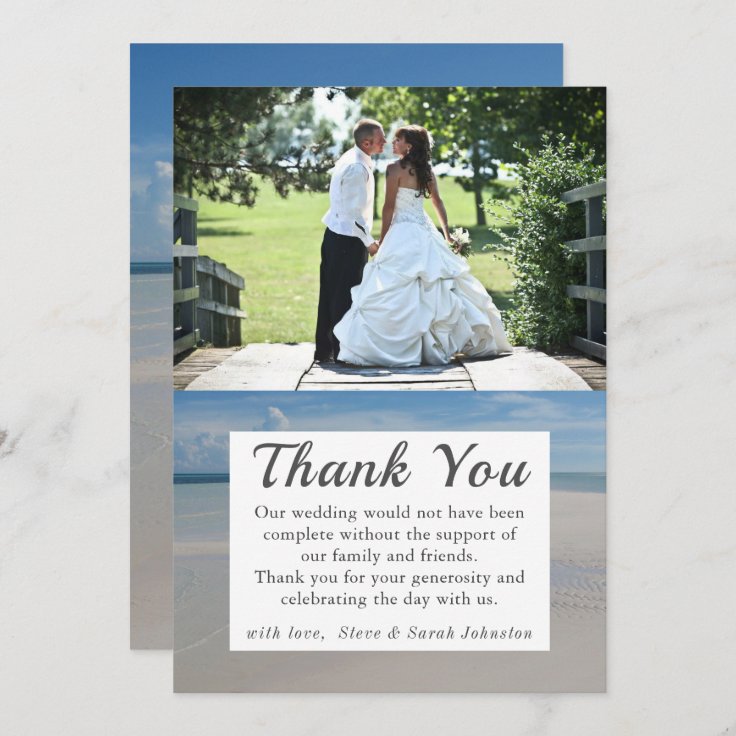 Beach Destination Wedding Photo Thank You Cards | Zazzle