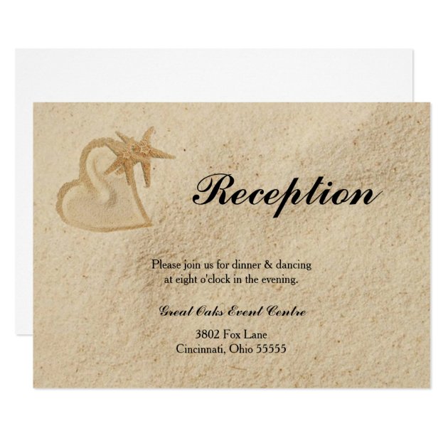 Beach Destination Wedding Reception Card