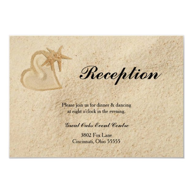 Beach Destination Wedding Reception Card