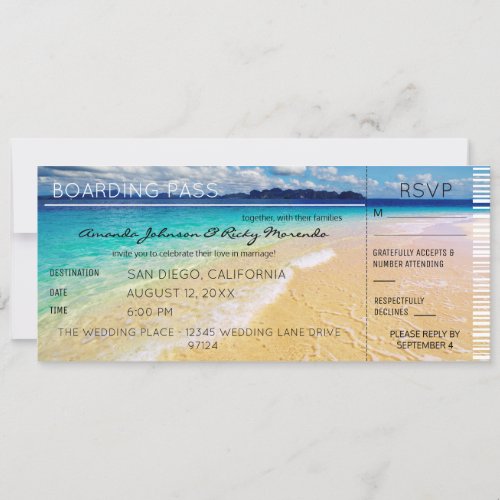 Beach Destination Wedding RSVP 2 Invitation