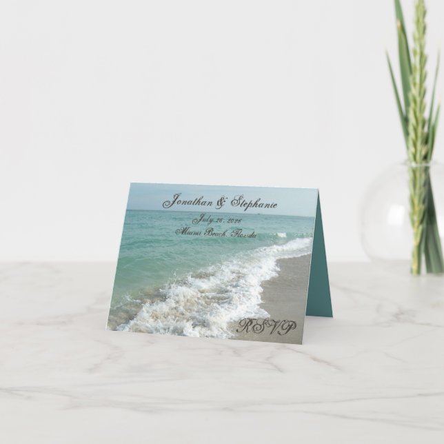 Beach Destination Wedding RSVP Cards (Front)