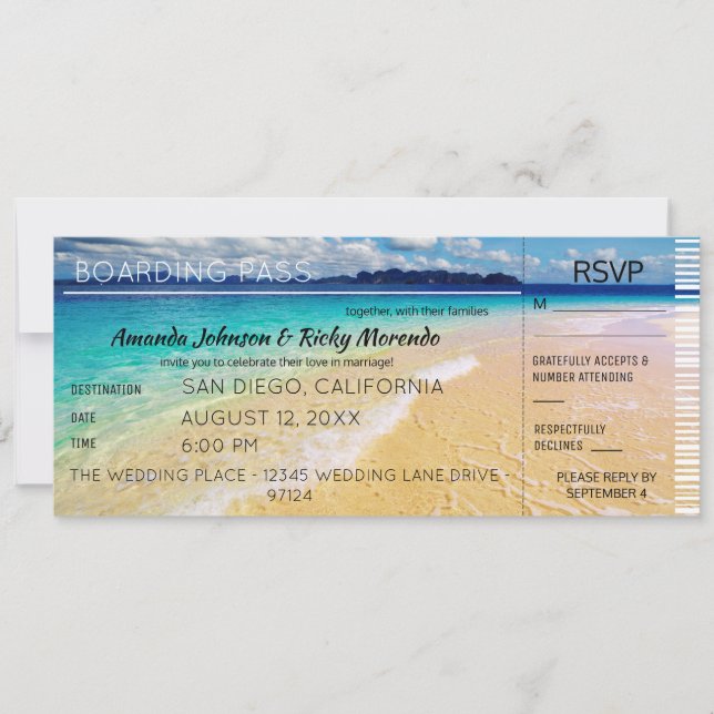 Beach Destination Wedding RSVP Invitation (Front)