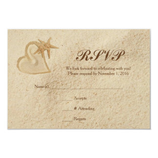 Beach Destination Wedding RSVP Sand & Heart Card