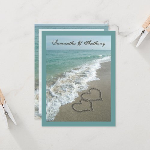 Sand Hearts~ Beach Destination Wedding Invitation