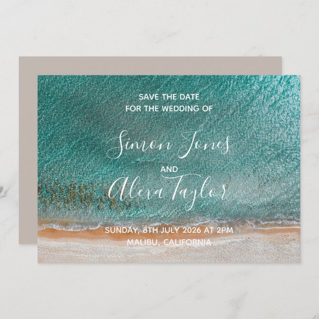 Beach destination wedding save the date (Front/Back)