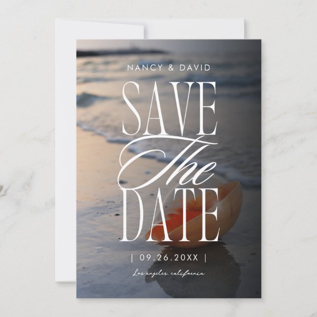 Beach Destination Wedding  Save The Date (Front)