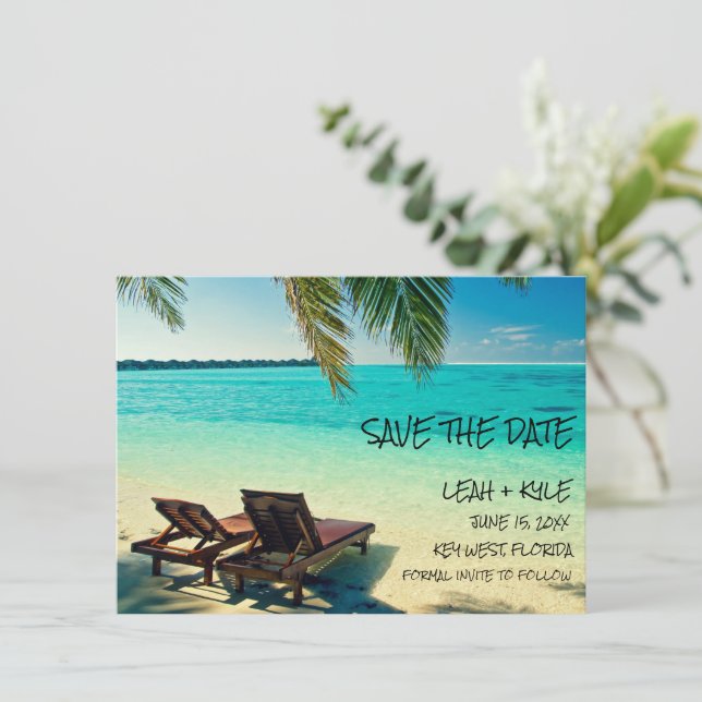 Beach Destination Wedding  Save The Date (Standing Front)
