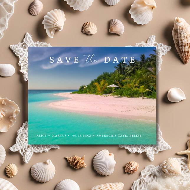 Beach Destination Wedding Save the Date Announcement Postcard (Beach Destination Wedding Save the Date Announcement Postcard)