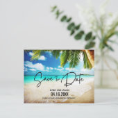 Beach Destination Wedding Save The Date  Announcement Postcard (Standing Front)