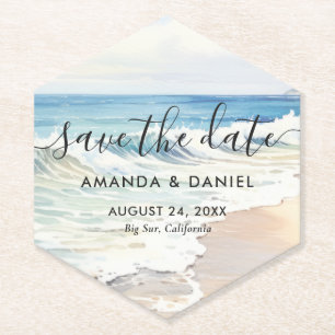 Beach Destination Wedding Save The Date Paper Coaster
