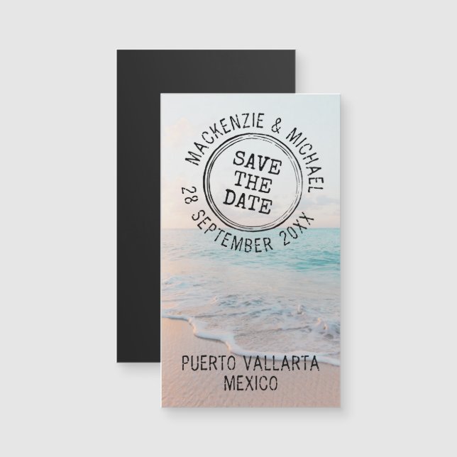 Beach Destination Wedding Stamp Mini Magnet (Front/Back)