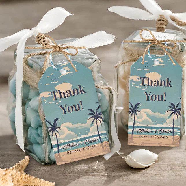 Beach Destination Wedding Thank You Favor Gift Tags | Zazzle