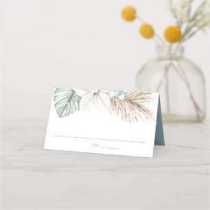 Beach Destination Wedding Tropical Leaves Place Card