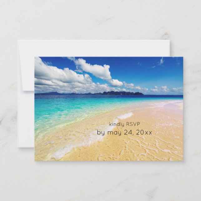 Beach Destination Wedding with Meal Option RSVP Card (Front)