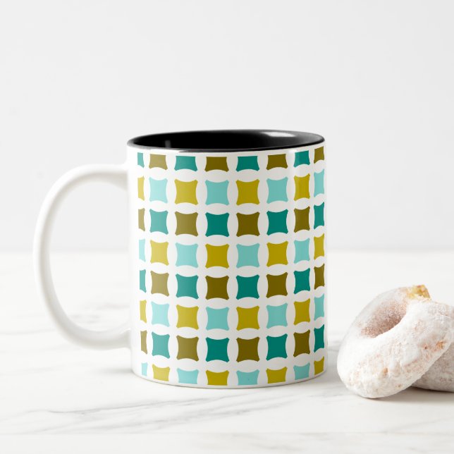 Beach Diamonds Two-Tone Coffee Mug (With Donut)