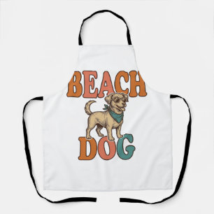 Beach Dog Vintage Engraving Graphic Design_1 Apron