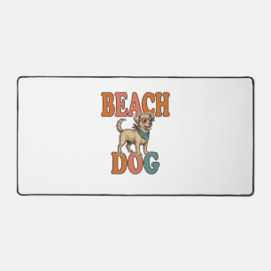 Beach Dog Vintage Engraving Graphic Design_1 Desk Mat