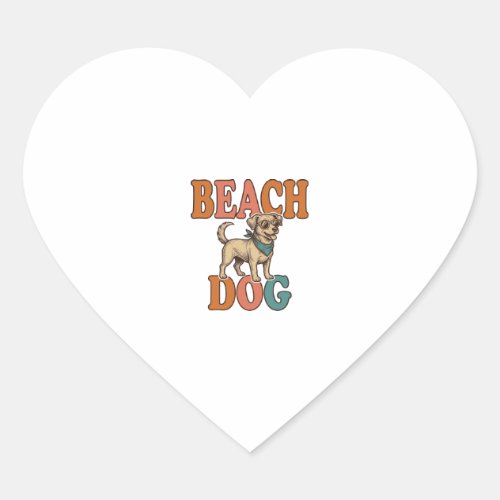Beach Dog Vintage Engraving Graphic Design_1 Heart Sticker
