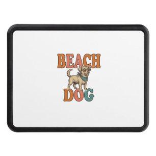 Beach Dog Vintage Engraving Graphic Design_1 Hitch Cover