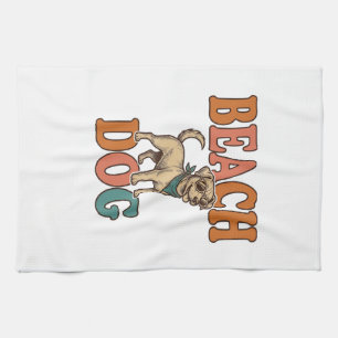 Beach Dog Vintage Engraving Graphic Design_1 Kitchen Towel