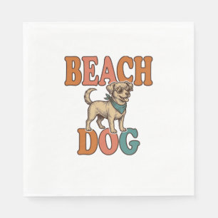 Beach Dog Vintage Engraving Graphic Design_1 Napkins
