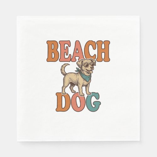 Beach Dog Vintage Engraving Graphic Design_1 Napkins