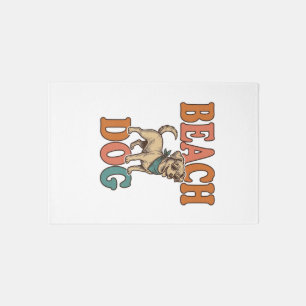 Beach Dog Vintage Engraving Graphic Design_1 Rug