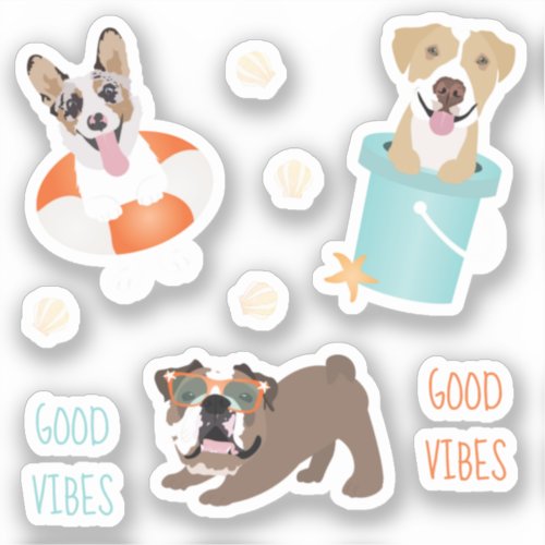 Beach Dogs Good Vibes Sticker