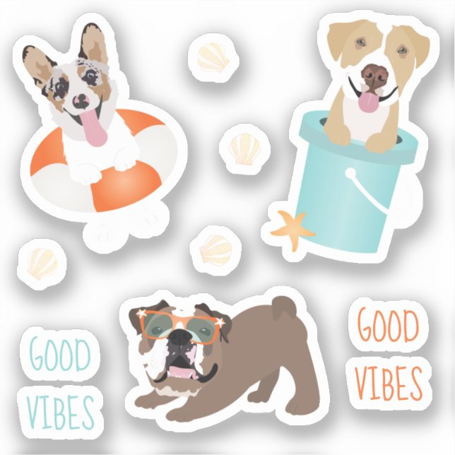 Beach Dogs Good Vibes Sticker (Front)