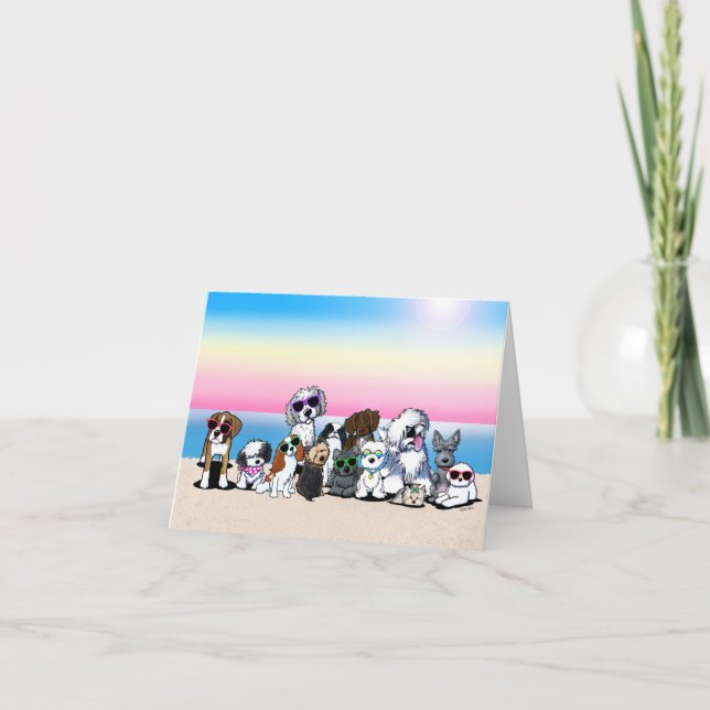 Beach Dogs  Letterpress Thank You Card (Front)