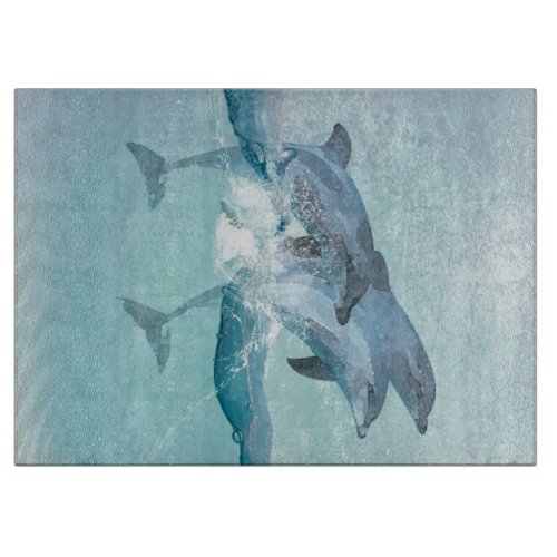 Beach Dolphins Nautical Watercolor Cutting Board