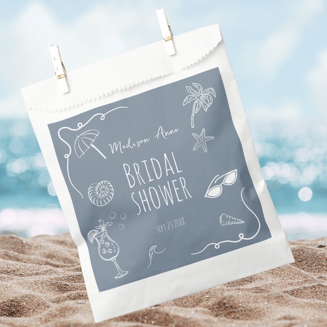Beach Doodle Illustrations Bridal Shower Favor Bag (Creator Uploaded)