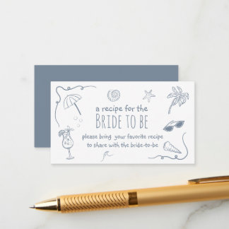 Beach Doodle Share a Recipe Bridal Shower Enclosure Card
