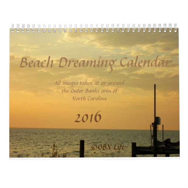 Beach Dreaming Calendar 2016 (Back)