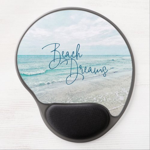 Beach Dreams Inspirational Quote Retro Ocean Waves Gel Mouse Pad