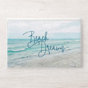 Beach Dreams Inspirational Quote Retro Ocean Waves HP Laptop Skin