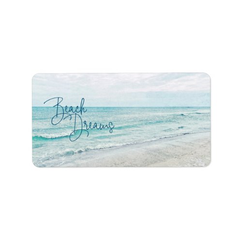 Beach Dreams Inspirational Quote Retro Ocean Waves Label