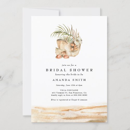 Beach Dried Tropical Desert Boho Bridal Shower  Invitation